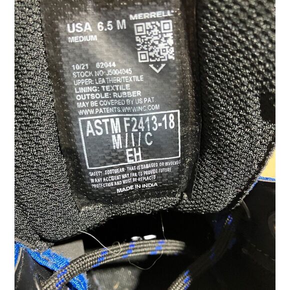 Merrell Boots Mens 6.5 Safety Toe Day One Mid Carbon Fiber Toe EH Oil Resistant - Picture 3 of 7